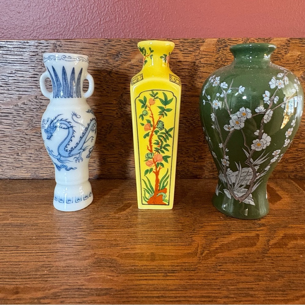 3 Franklin Mint Treasures of Imperial Dynasties Miniature Vases Japan